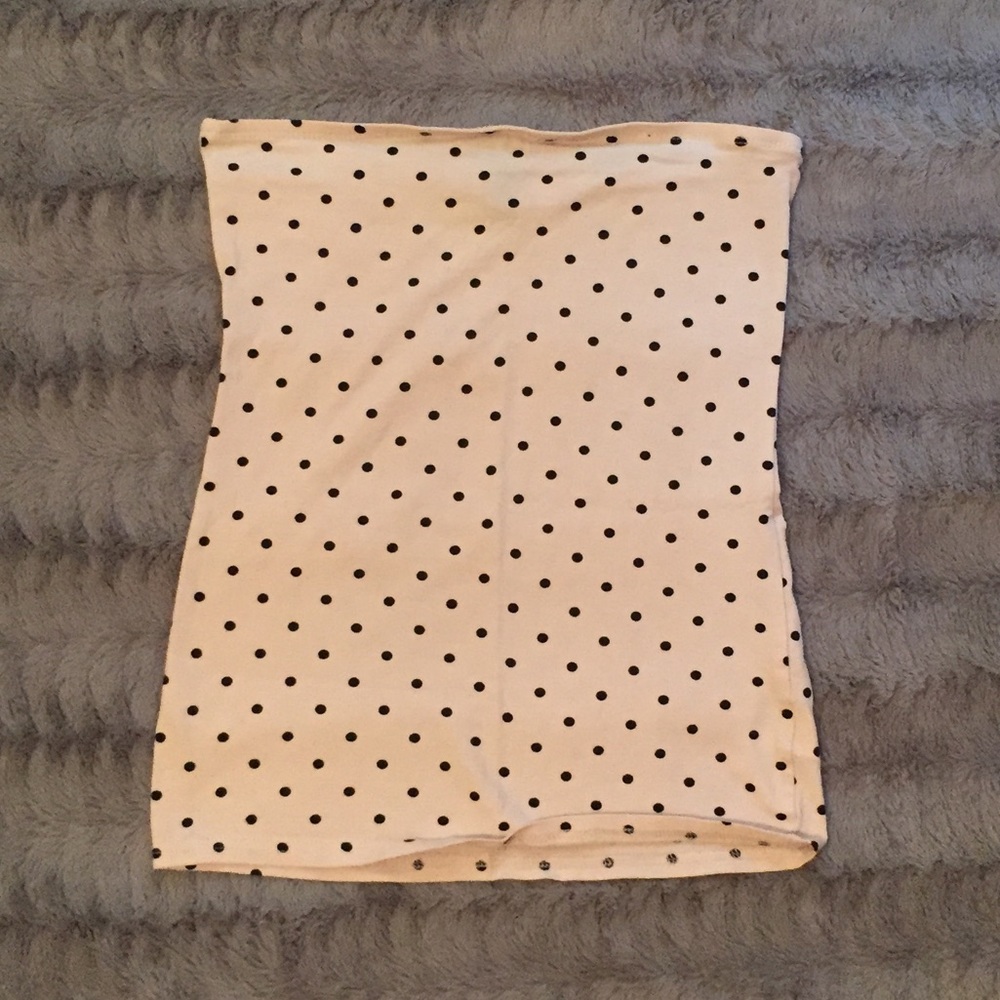 H&M cream and black polka dot tube top